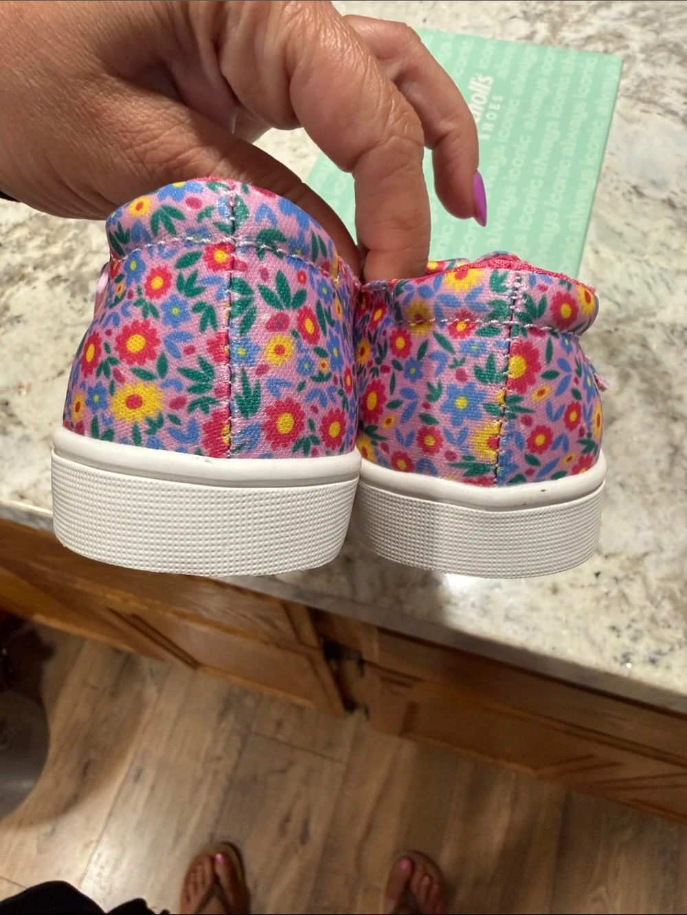 Dr. Scholl's Kids Floral Purple Pink Blue Slip-On Sneakers